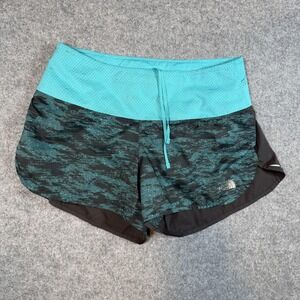 The North Face Flight Series Shorts Womens Small Blue Camo Running 4 Inch Inseam